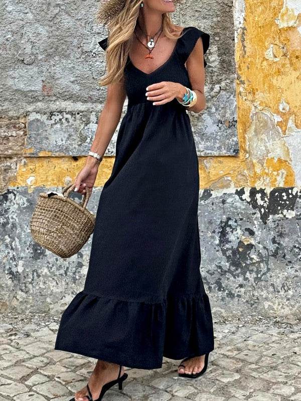 Cotton Flutter Smocked High Waist Ruffle Maxi - Shop Style & More | Fresh Looks, Everyday Deals & Free Shipping