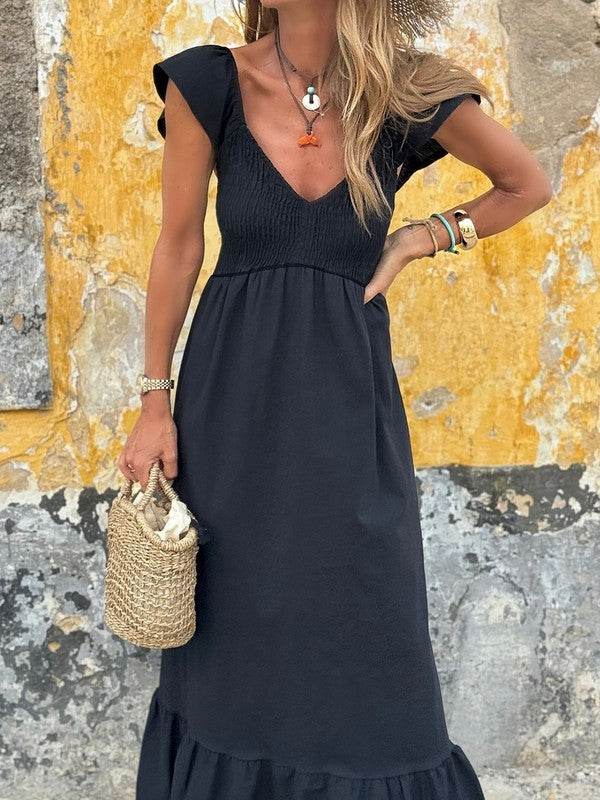 Cotton Flutter Smocked High Waist Ruffle Maxi - Shop Style & More | Fresh Looks, Everyday Deals & Free Shipping