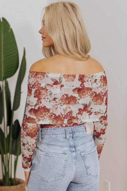 Pink Floral Printed Long Sleeve Sheath Bodysuit - Shop Style & More | Fresh Looks, Everyday Deals & Free Shipping