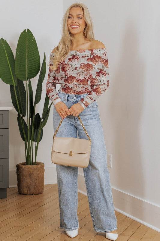 Pink Floral Printed Long Sleeve Sheath Bodysuit - Shop Style & More | Fresh Looks, Everyday Deals & Free Shipping