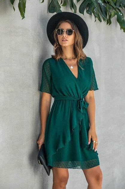 V Neck Ruffled Hem Wrap Dress - Shop Style & More | Fresh Looks, Everyday Deals & Free Shipping