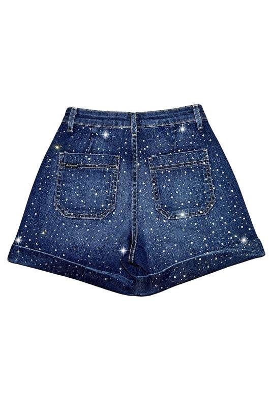 The Willow Denim Short Rhinestones Dark Wash - Shop Style & More | Fresh Looks, Everyday Deals & Free Shipping