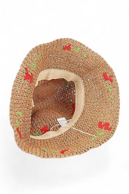 Cherry Embroidered Crochet Straw Bucket Hat - Shop Style & More | Fresh Looks, Everyday Deals & Free Shipping