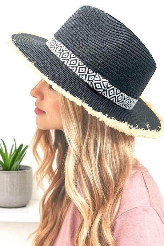 Raw Edge Aztec Hatband Straw Fedora - Shop Style & More | Fresh Looks, Everyday Deals & Free Shipping