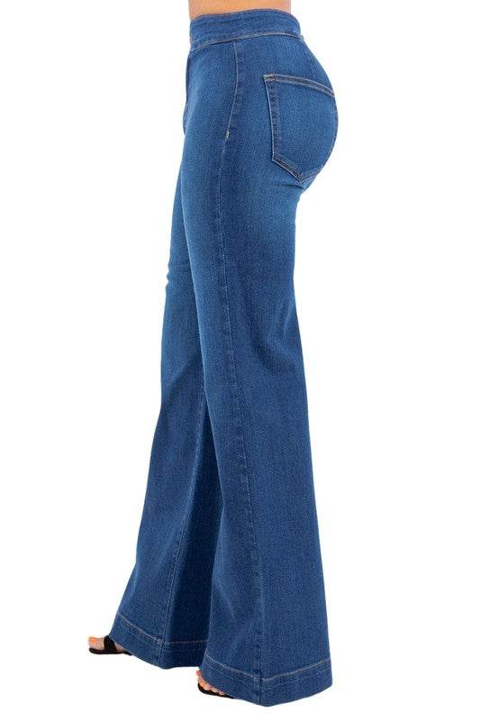 Robin Wide Leg Flare Jean in Medium Blue - Shop Style & More | Fresh Looks, Everyday Deals & Free Shipping