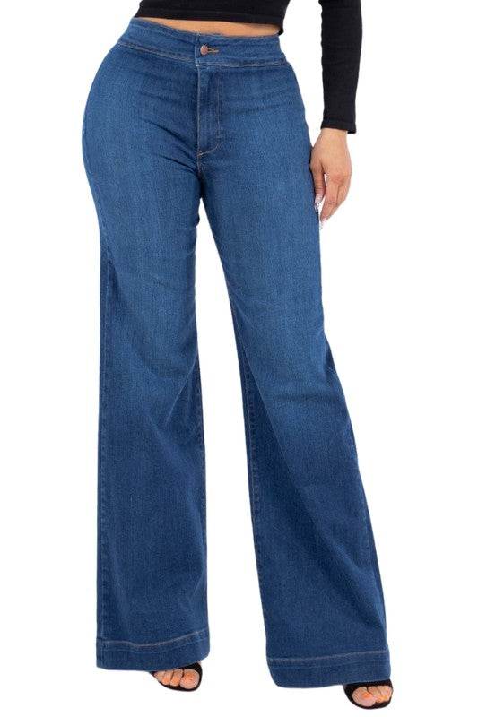 Robin Wide Leg Flare Jean in Medium Blue - Shop Style & More | Fresh Looks, Everyday Deals & Free Shipping