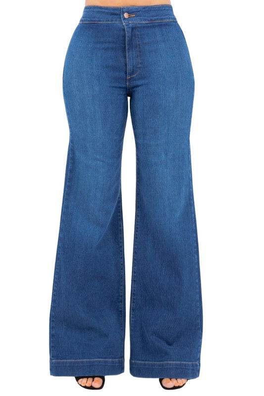 Robin Wide Leg Flare Jean in Medium Blue - Shop Style & More | Fresh Looks, Everyday Deals & Free Shipping