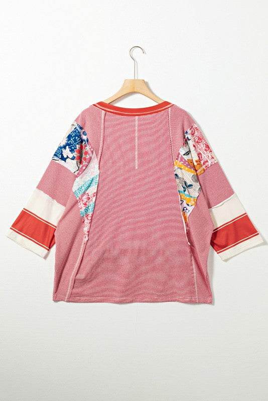 Color Block Stripe Floral Dolman Tunic Top - Shop Style & More | Fresh Looks, Everyday Deals & Free Shipping