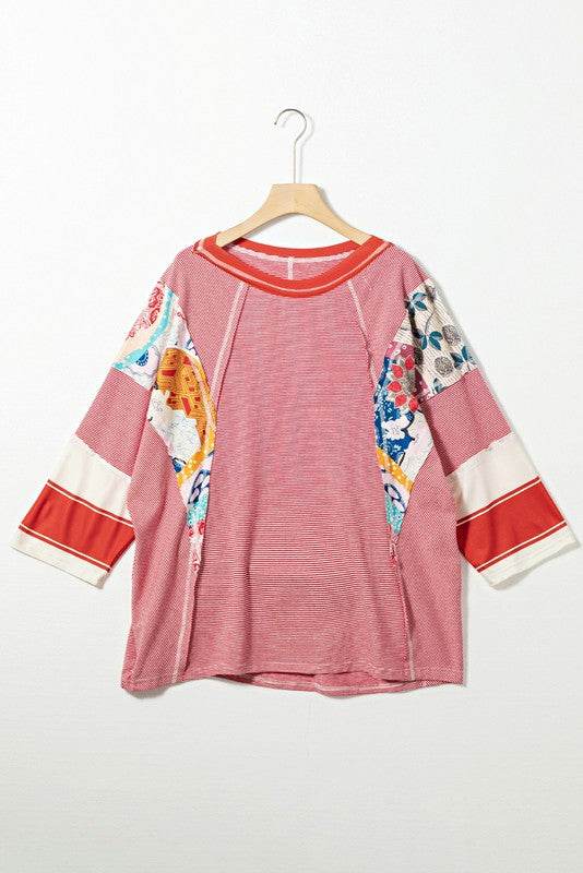 Color Block Stripe Floral Dolman Tunic Top - Shop Style & More | Fresh Looks, Everyday Deals & Free Shipping