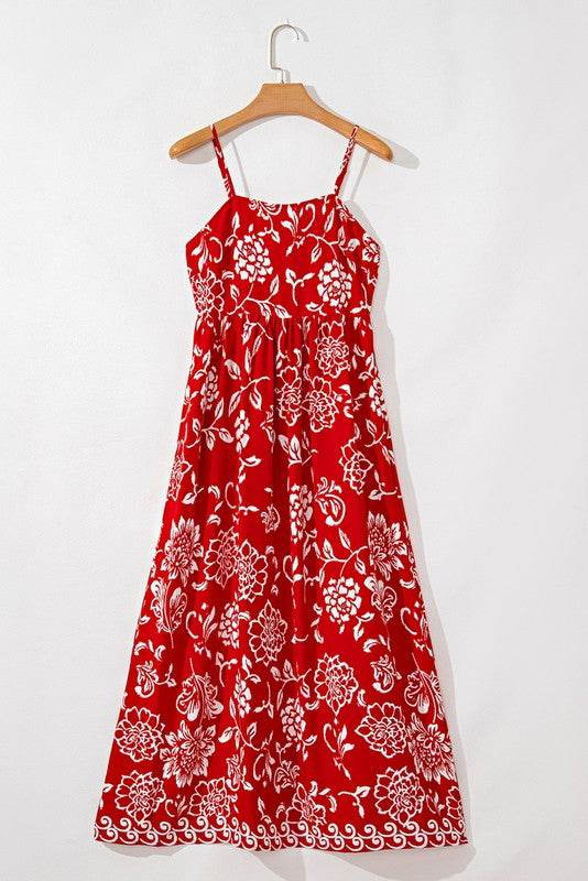 Red Floral Spaghetti Strap Empire Waist Maxi Dress - Shop Style & More | Fresh Looks, Everyday Deals & Free Shipping