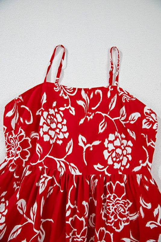Red Floral Spaghetti Strap Empire Waist Maxi Dress - Shop Style & More | Fresh Looks, Everyday Deals & Free Shipping