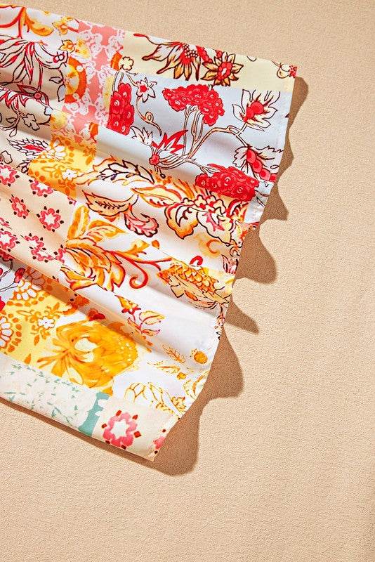 Cotton Beige Floral Patchwork Angel Sleeve Blouse - Shop Style & More | Fresh Looks, Everyday Deals & Free Shipping