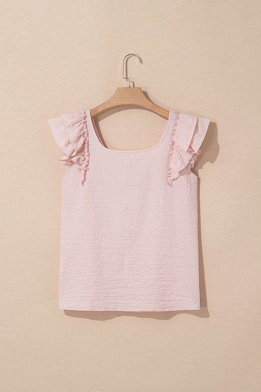 Textured Bow Knot Frilled Butterfly Sleeve Blouse - Shop Style & More | Fresh Looks, Everyday Deals & Free Shipping