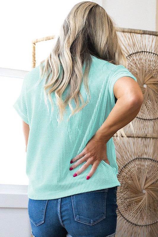 Corded Knit Color Block Pocketed Crew Neck T Shirt - Shop Style & More | Fresh Looks, Everyday Deals & Free Shipping