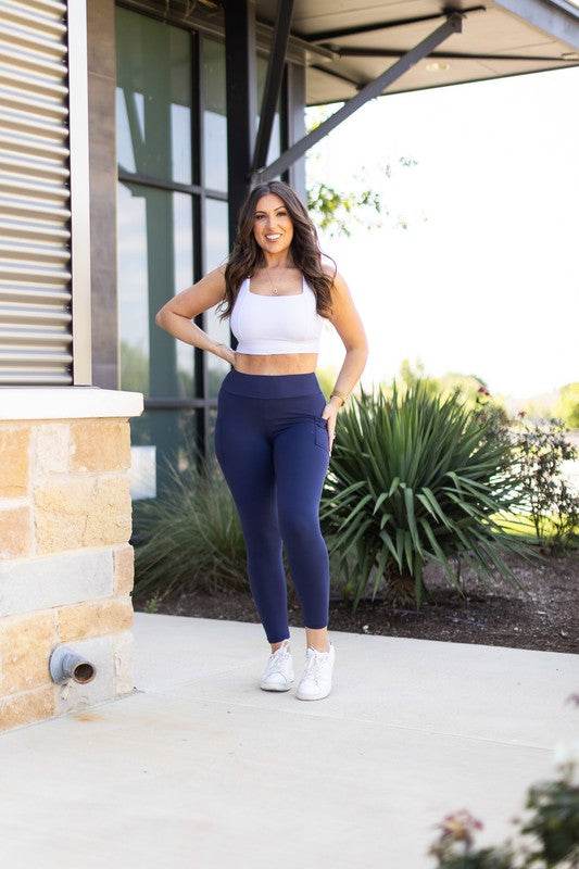 The Riley -7/8 Ankle Length NAVY Leggings Pocket - Shop Style & More | Fresh Looks, Everyday Deals & Free Shipping