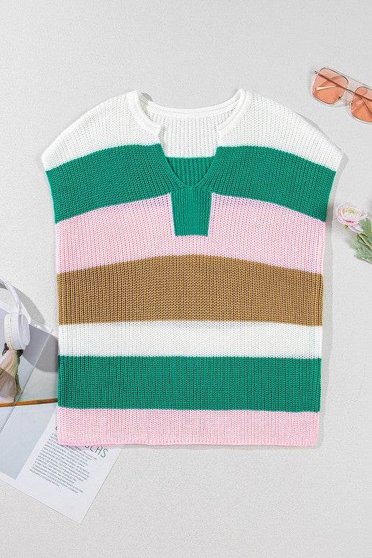 Multicolour Color Block V Neck Sweater T Shirt - Shop Style & More | Fresh Looks, Everyday Deals & Free Shipping