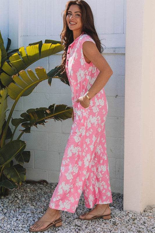 Floral Print Wide Leg Relaxed Sleeveless Jumpsuit - Shop Style & More | Fresh Looks, Everyday Deals & Free Shipping