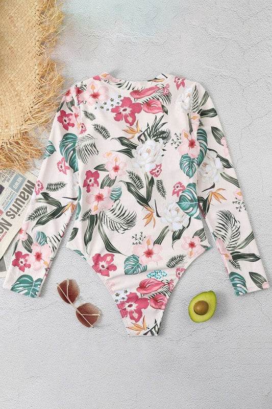 Pink Floral Zip Long Sleeve UPF50 Rash Guard - Shop Style & More | Fresh Looks, Everyday Deals & Free Shipping