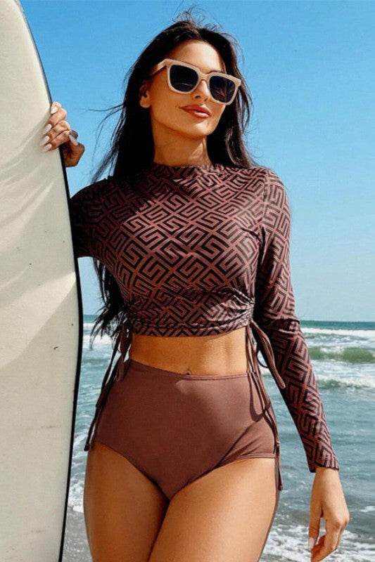 Geometric Printed Ruched Two Pieces Swimsuit - Shop Style & More | Fresh Looks, Everyday Deals & Free Shipping