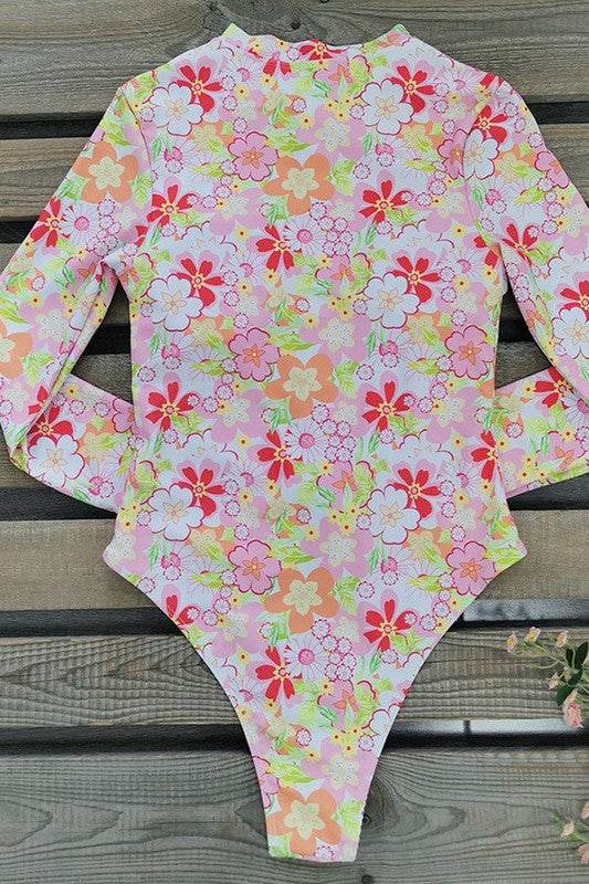 Floral Print One Piece Long Sleeve UPF50 Swimsuit - Shop Style & More | Fresh Looks, Everyday Deals & Free Shipping