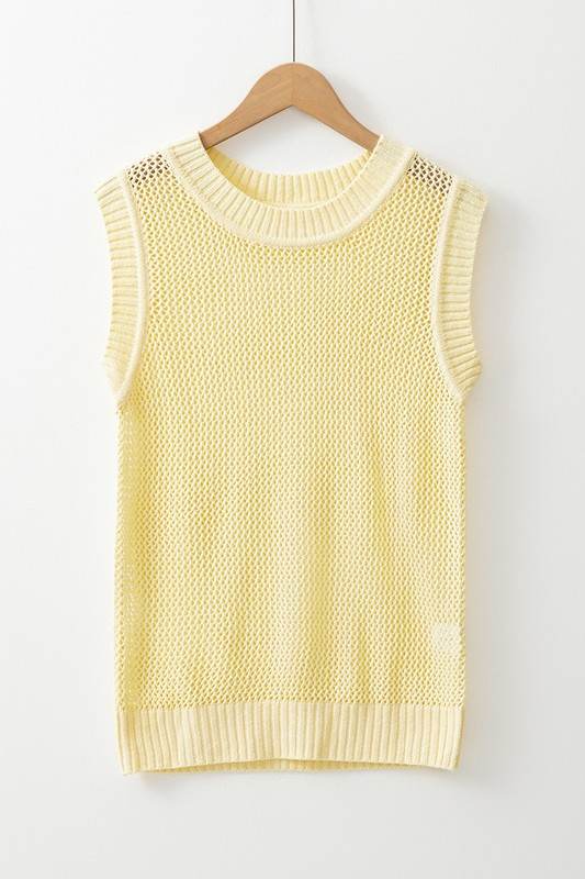 Solid Color Hollowed Knit Round Neck Sweater Vest - Shop Style & More | Fresh Looks, Everyday Deals & Free Shipping
