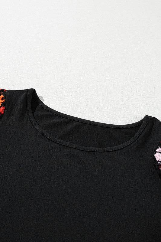 Black Floral Hollowed Crochet Sleeve Boho T Shirt - Shop Style & More | Fresh Looks, Everyday Deals & Free Shipping