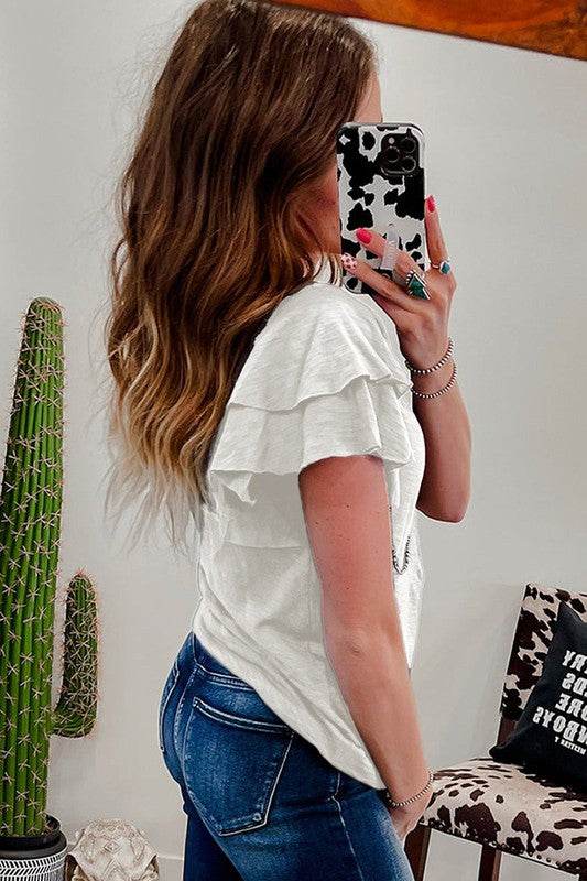 Dark Grey Ruffle Sleeve Plain Blouse - Shop Style & More | Fresh Looks, Everyday Deals & Free Shipping