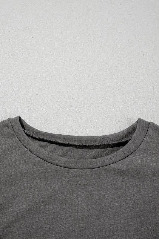 Dark Grey Ruffle Sleeve Plain Blouse - Shop Style & More | Fresh Looks, Everyday Deals & Free Shipping