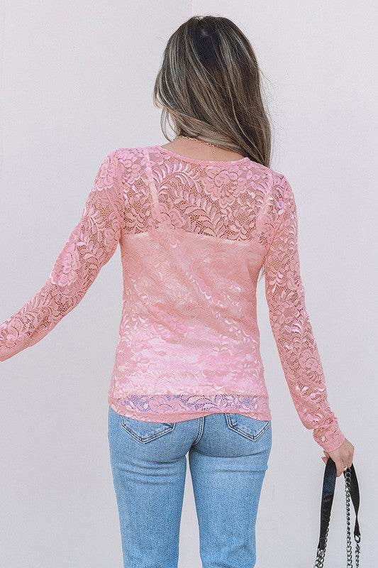 Blossom Floral Lace Sheer Long Sleeve Top - Shop Style & More | Fresh Looks, Everyday Deals & Free Shipping