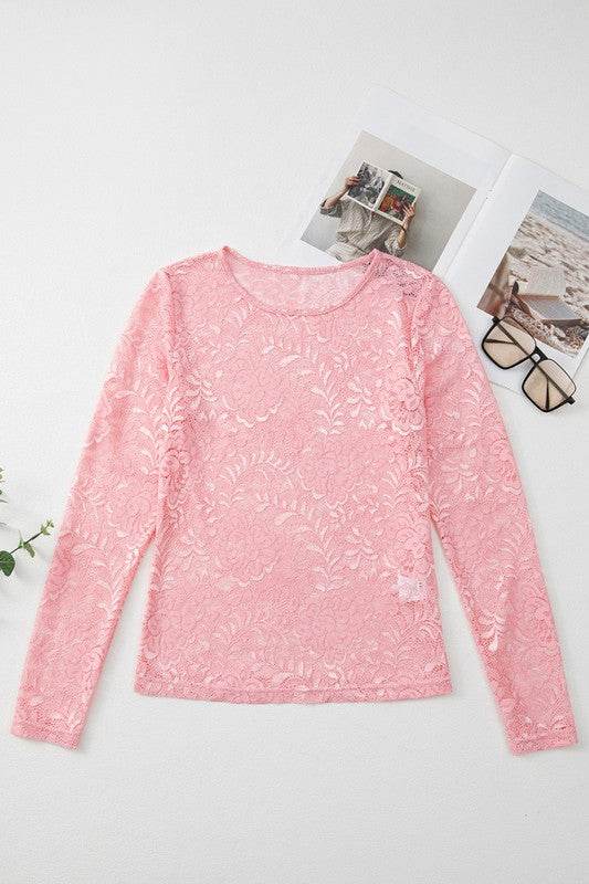 Blossom Floral Lace Sheer Long Sleeve Top - Shop Style & More | Fresh Looks, Everyday Deals & Free Shipping