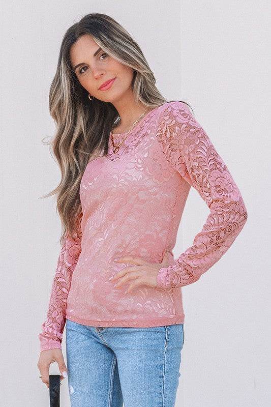 Blossom Floral Lace Sheer Long Sleeve Top - Shop Style & More | Fresh Looks, Everyday Deals & Free Shipping