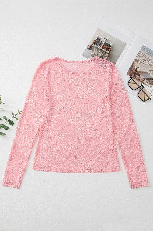 Blossom Floral Lace Sheer Long Sleeve Top - Shop Style & More | Fresh Looks, Everyday Deals & Free Shipping