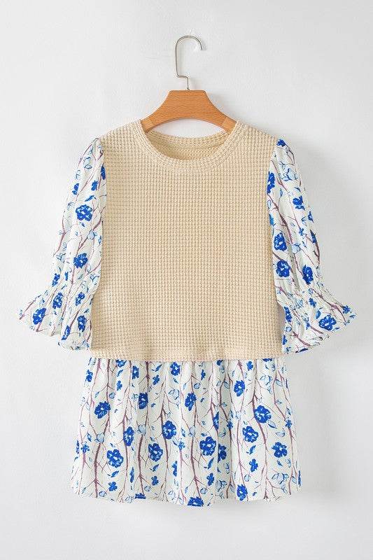 Patchwork Short Flounce Sleeve Peplum Blouse - Shop Style & More | Fresh Looks, Everyday Deals & Free Shipping