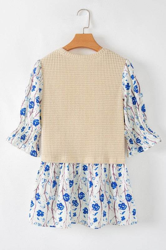 Patchwork Short Flounce Sleeve Peplum Blouse - Shop Style & More | Fresh Looks, Everyday Deals & Free Shipping
