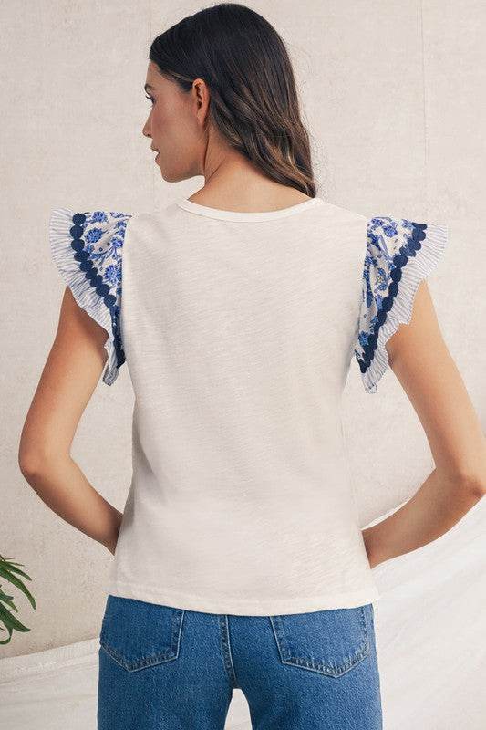 black flutter sleeve cotton top - Shop Style & More | Fresh Looks, Everyday Deals & Free Shipping