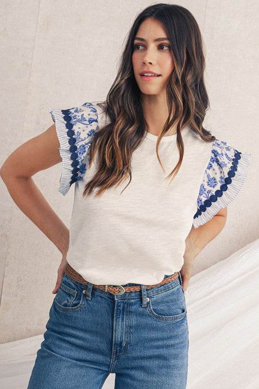black flutter sleeve cotton top - Shop Style & More | Fresh Looks, Everyday Deals & Free Shipping