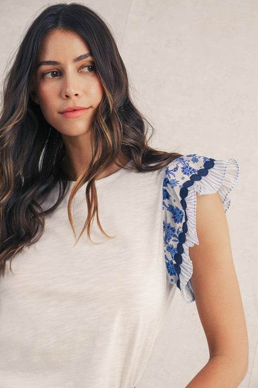 black flutter sleeve cotton top - Shop Style & More | Fresh Looks, Everyday Deals & Free Shipping