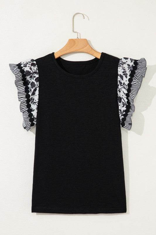 black flutter sleeve cotton top - Shop Style & More | Fresh Looks, Everyday Deals & Free Shipping