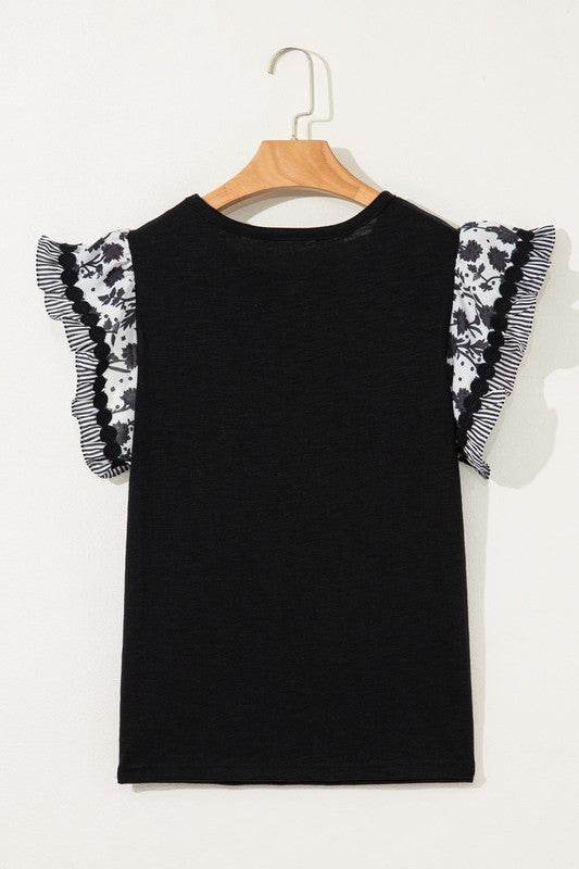 black flutter sleeve cotton top - Shop Style & More | Fresh Looks, Everyday Deals & Free Shipping