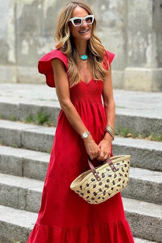peach smocked maxi dress - Shop Style & More | Fresh Looks, Everyday Deals & Free Shipping