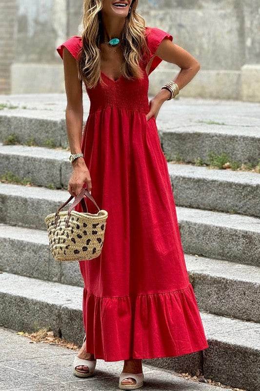 peach smocked maxi dress - Shop Style & More | Fresh Looks, Everyday Deals & Free Shipping