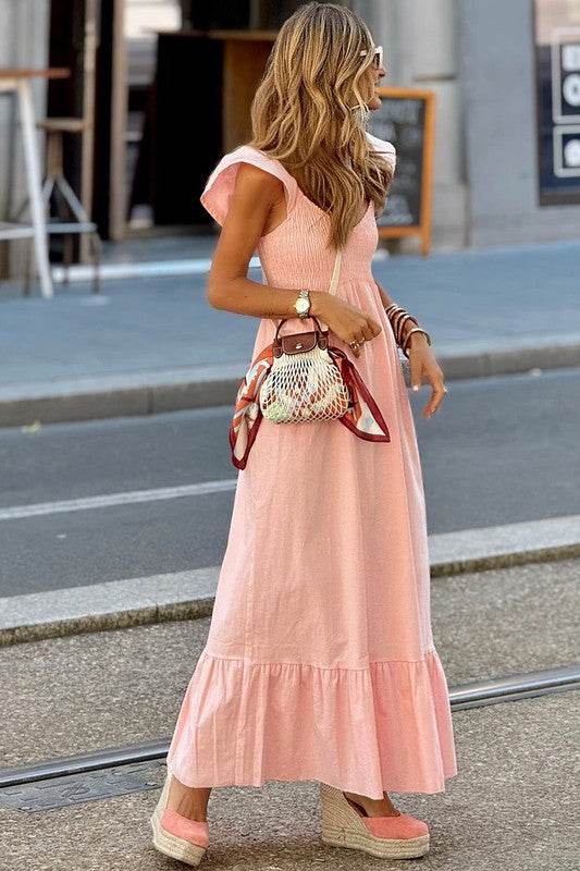 peach smocked maxi dress - Shop Style & More | Fresh Looks, Everyday Deals & Free Shipping