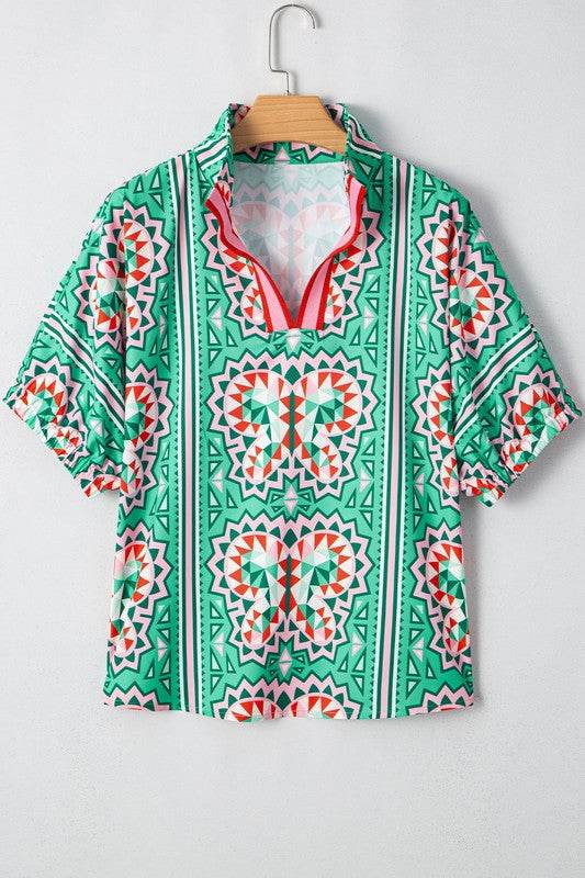 Green geo dolman blouse - Shop Style & More | Fresh Looks, Everyday Deals & Free Shipping