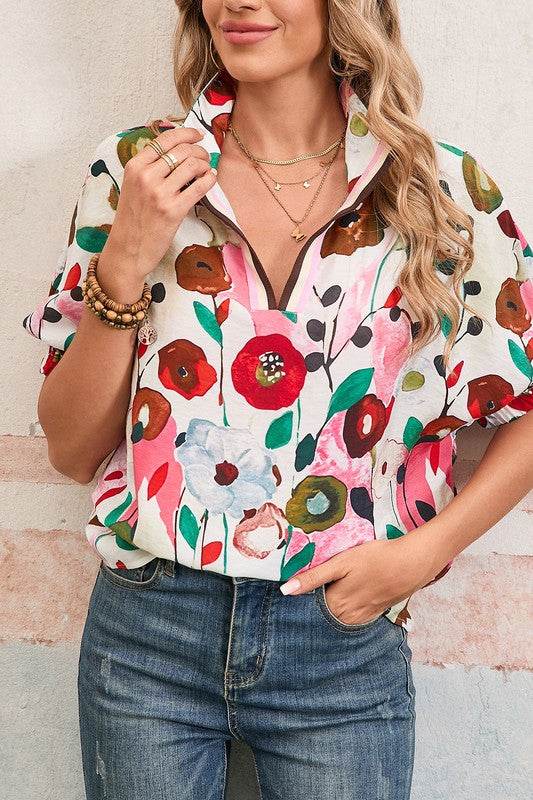 Floral dolman blue yellow blouse - Shop Style & More | Fresh Looks, Everyday Deals & Free Shipping