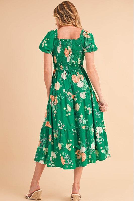 Green Tiered light weight midi dress - Shop Style & More | Fresh Looks, Everyday Deals & Free Shipping