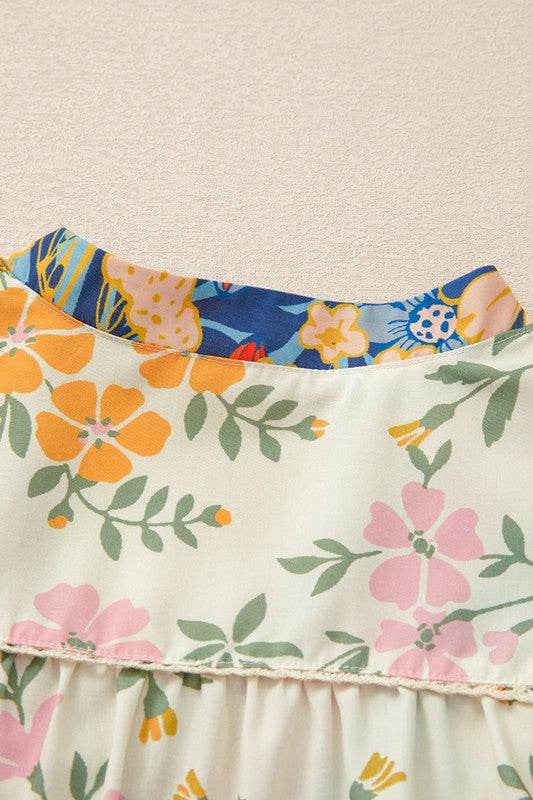 Multicolour V Neck Half Sleeve Boho Floral Blouse - Shop Style & More | Fresh Looks, Everyday Deals & Free Shipping