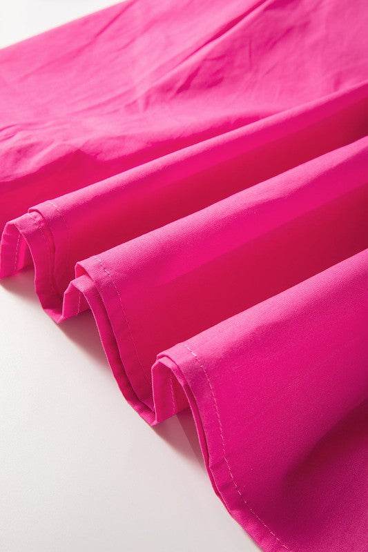 Bright Pink Tie Front Puff Sleeve Mini Dress - Shop Style & More | Fresh Looks, Everyday Deals & Free Shipping