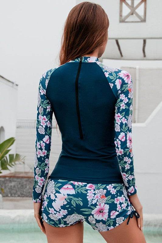 High Neck Zip Two Pieces Long Sleeve Swim Set - Shop Style & More | Fresh Looks, Everyday Deals & Free Shipping