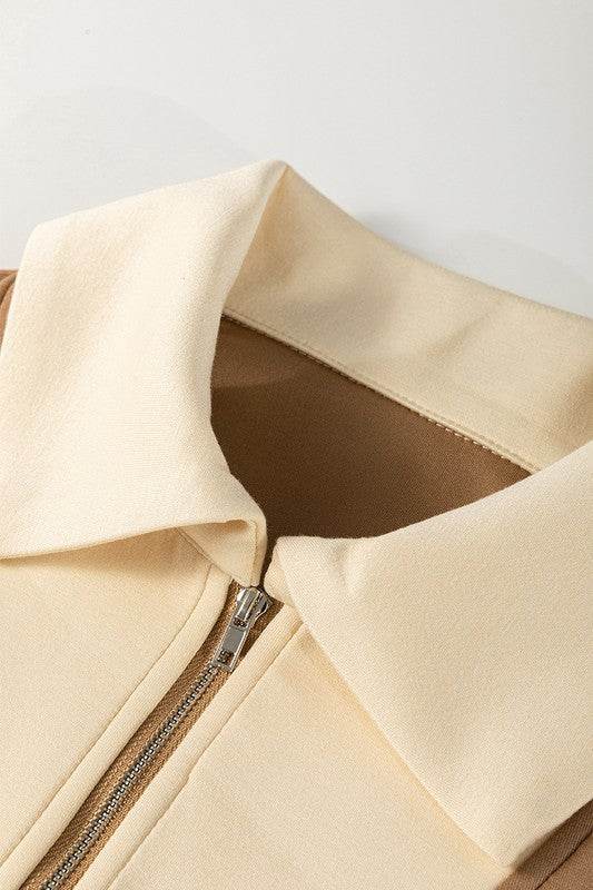Half Zipper Collared Colorblock Short Sleeve Top - Shop Style & More | Fresh Looks, Everyday Deals & Free Shipping