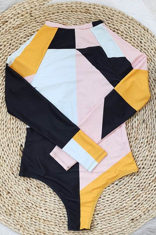 Colorblock Front Zip One Piece UPF50 Rash Guard - Shop Style & More | Fresh Looks, Everyday Deals & Free Shipping